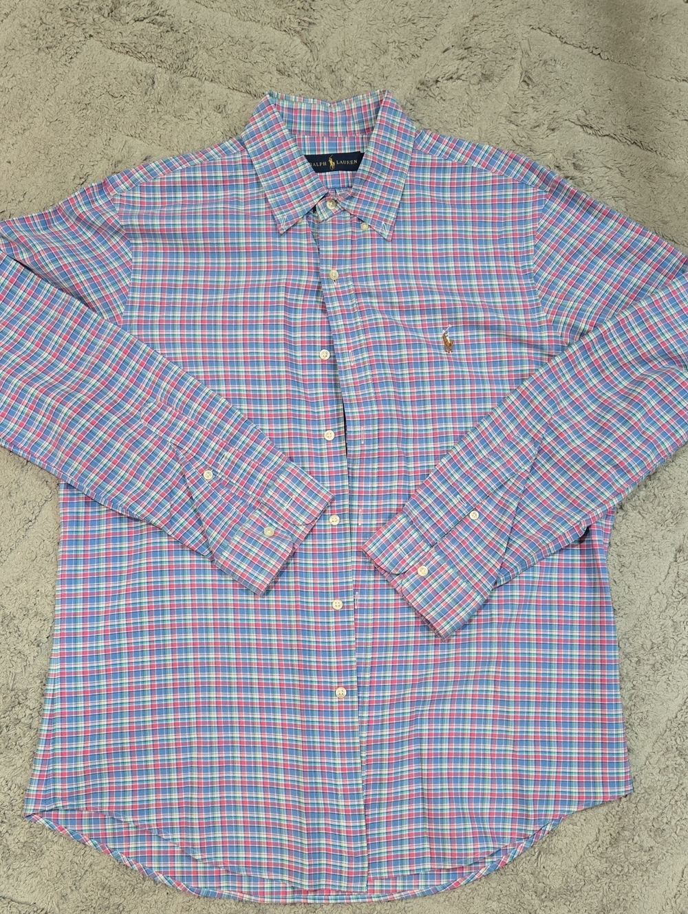 Ralph Lauren Men’s Blue & Pink Plaid Button-Down Shirt